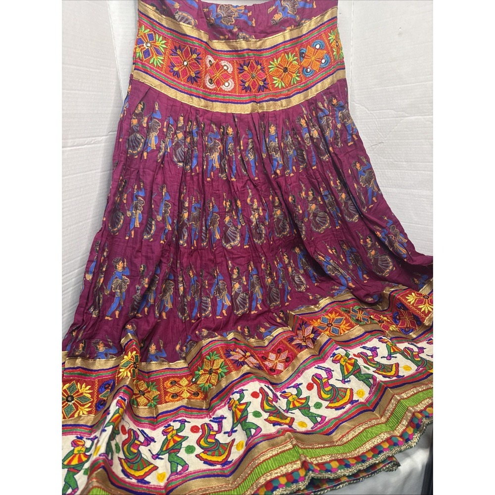 Gypsy Boho Skirt Handmade Vintage Kutchi Garba Ghaghra Folk Flared Festival L